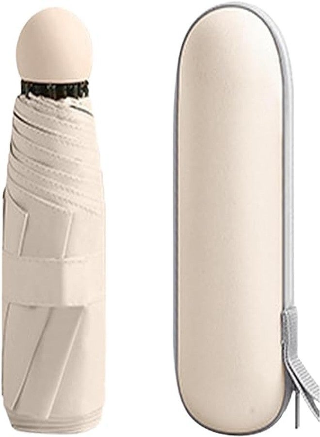 Alexvyan Beige Mini Umbrella with Case (Manual Open) Compact Travelling Umbrella, Polyester & UV Protection Fabric for Summer/Anti-Slip Handle- Use in Rain & Summer- 6 Frame for Men & Women - Image 1